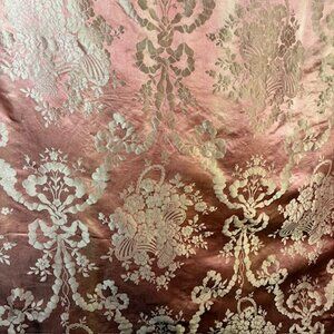 1900s French Amberline Silk fabric Panel w/Baskets and Floral Swags Reversable